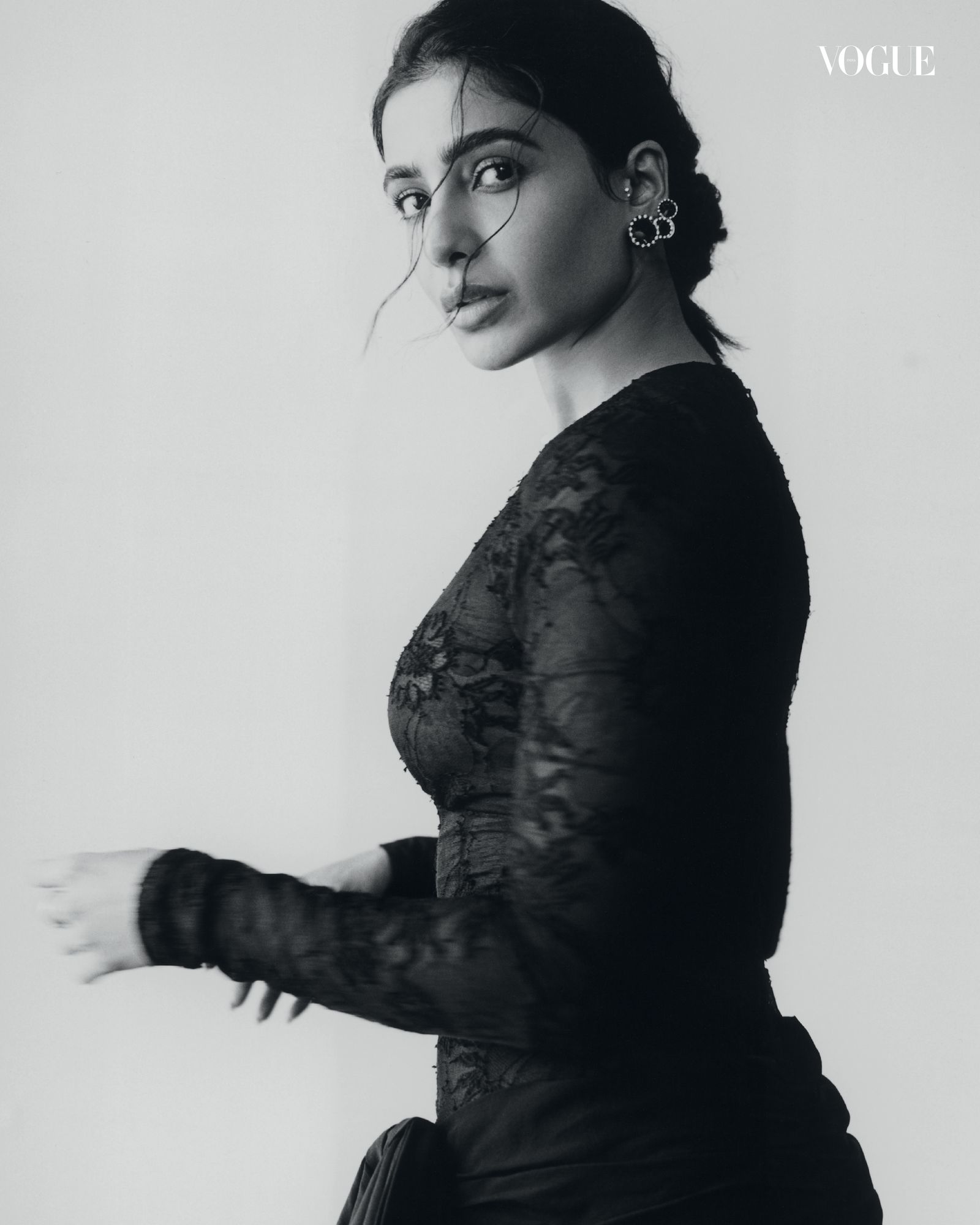 Image may contain Samantha Akkineni Face Head Person Photography Portrait Adult Body Part Finger Hand and Happy